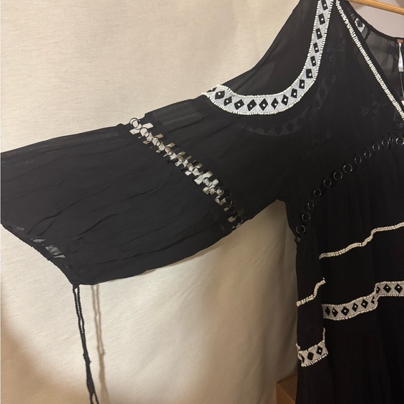 Free People Black Dark Horse Southwestern Maxi Dress -XS-$298 MSRP - Picture 6 of 10